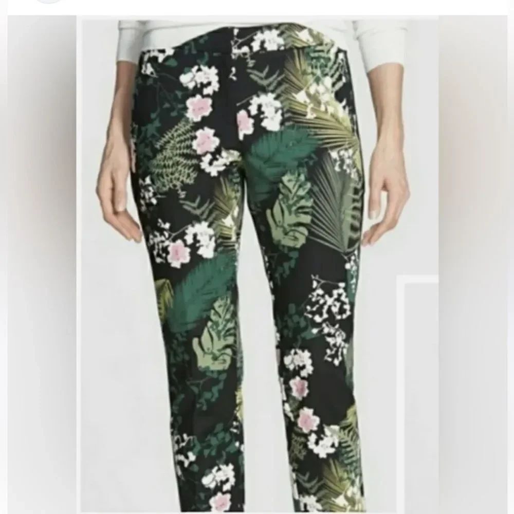 NWT Adrianna Papell Slim Leg Tropical Print Pant Size 4